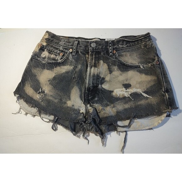 HOT PANTS SHORT BLK Shorts Denim Levi  Cutoff Frayed Hippie Distressed 32W VTG - Picture 1 of 9